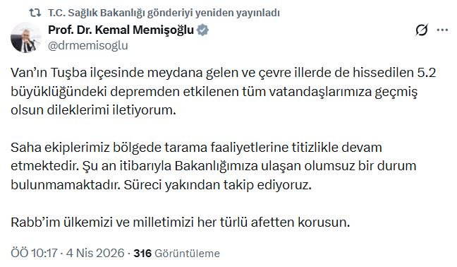 Van Depremi Sağlık Bakanı Kemal Memişoğlu