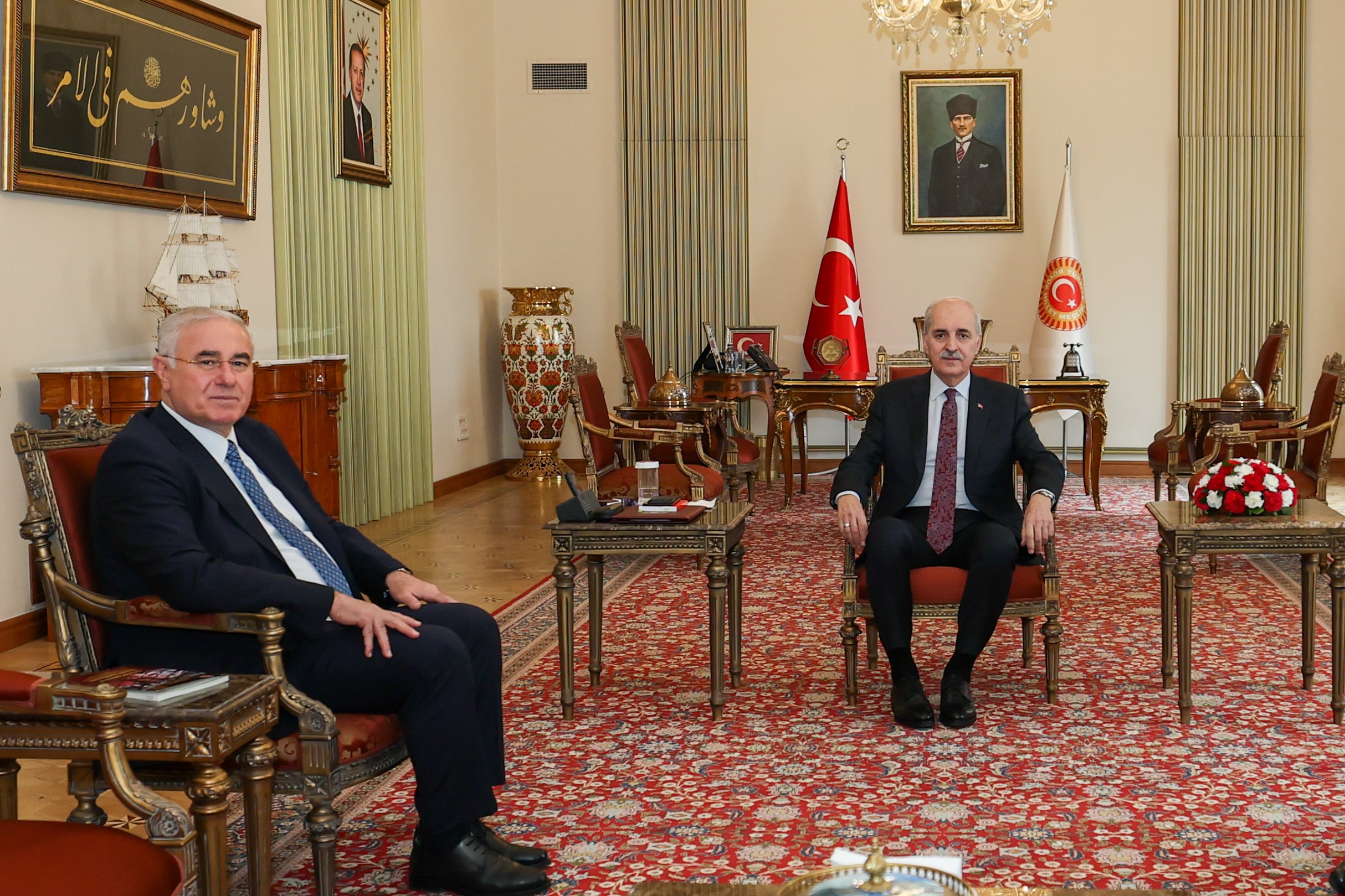 TBMM Başkanı Numan Kurtulmuş Kamu Başdenetçisi Mehmet Akarca kabulü