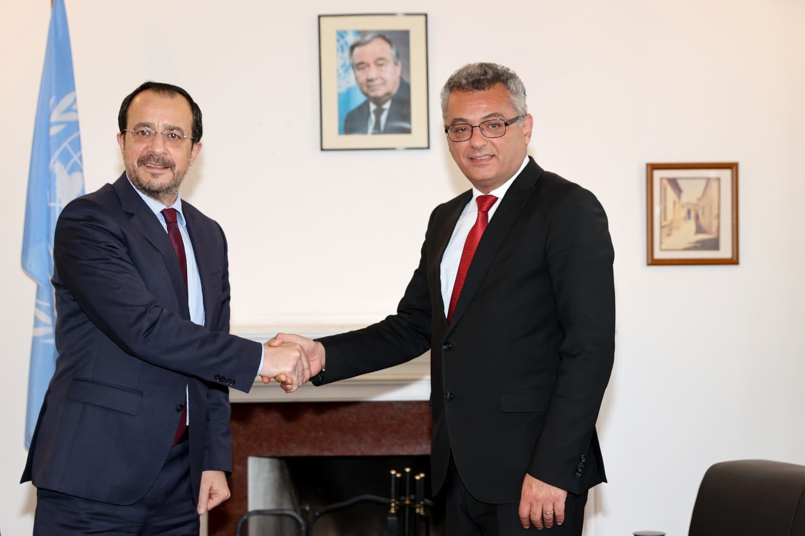 KKTC Cumhurbaşkanı Tufan Erhürman ile GKRY lideri Nikos Hristodulidis