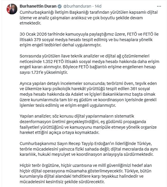 Cumhurbaşkanlığı İletişim Başkanı Fahrettin Altun