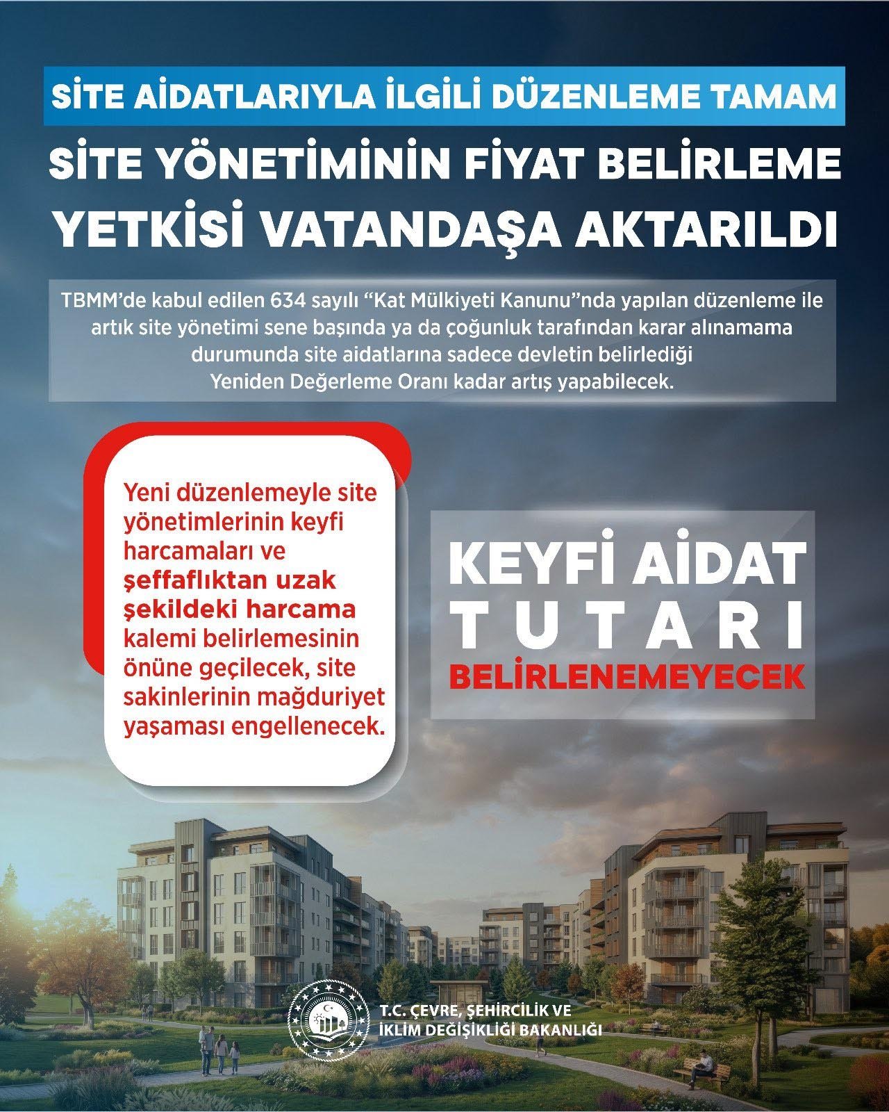 Bakan Murat Kurum site aidat düzenlemesi