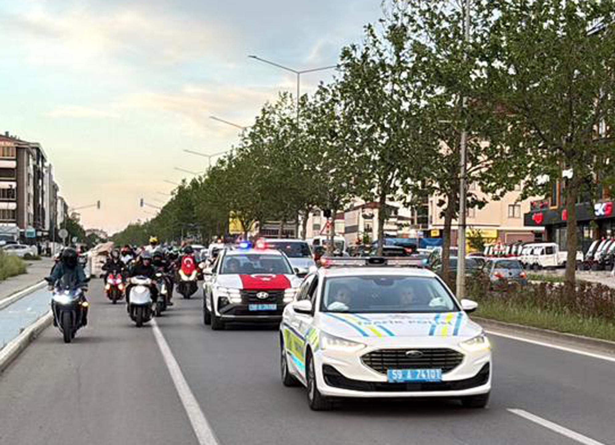 Çorlu şehit polis anma konvoyu