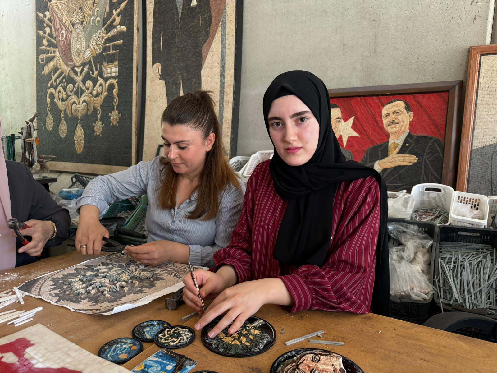 Mozaik atölyesi çalışmaları
