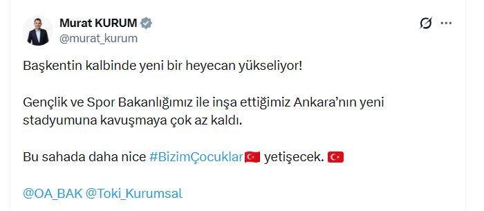 Bakan Kurum, Bakan Bak, Ankara stadyum