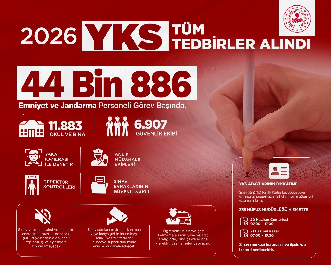 İçişleri Bakanı Mustafa Çiftçi YKS güvenlik önlemleri