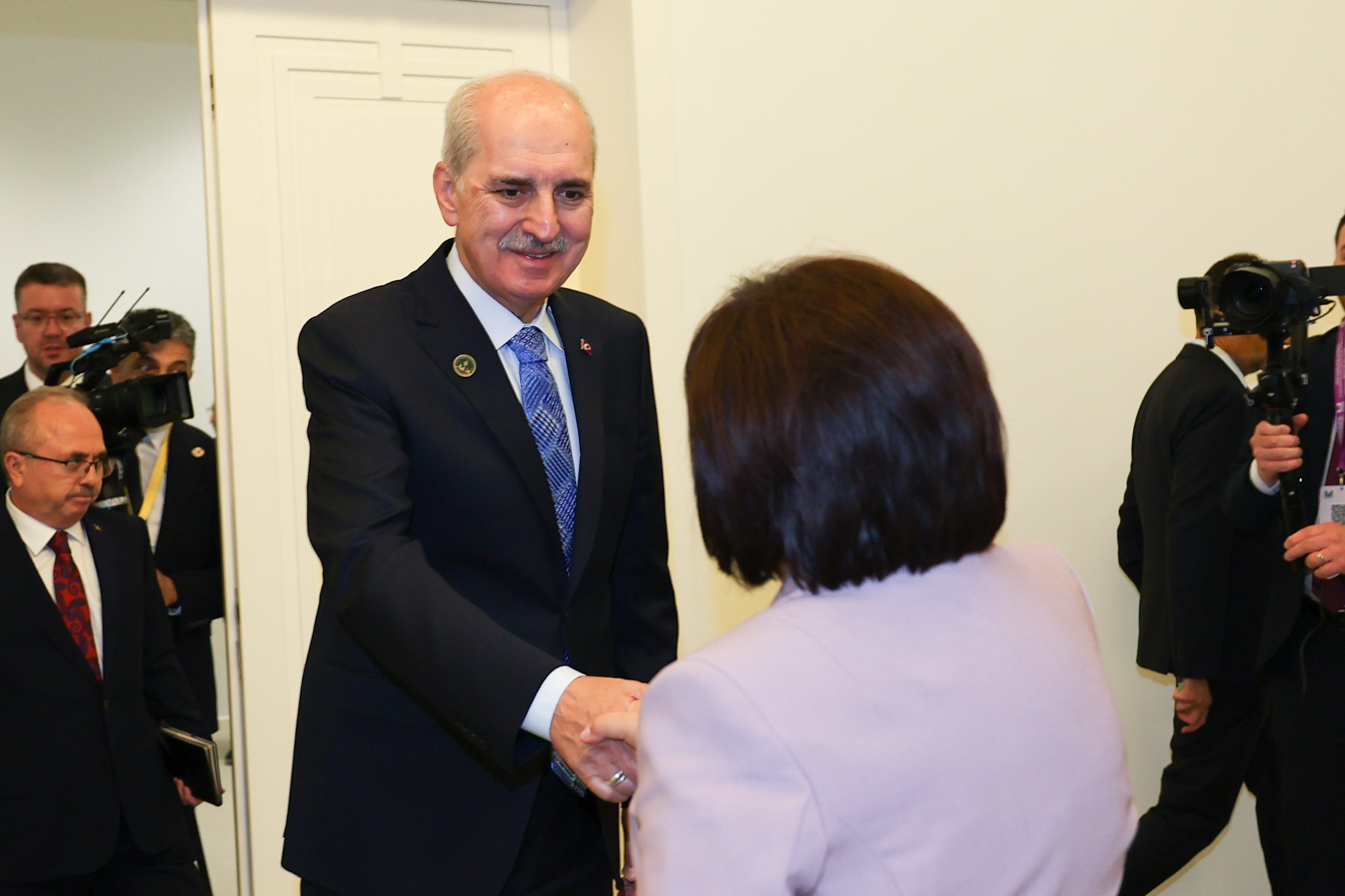 TBMM Başkanı Numan Kurtulmuş ve Azerbaycan Milli Meclisi Başkanı Sahiba Gafarova görüşmesi
