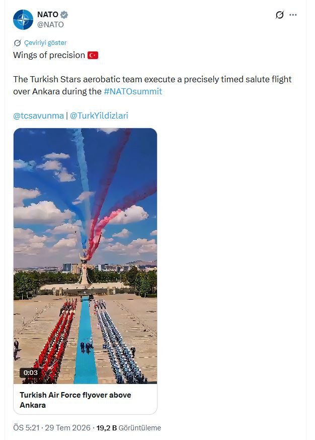 Türk Yıldızları NATO Zirvesi Ankara selamlama uçuşu