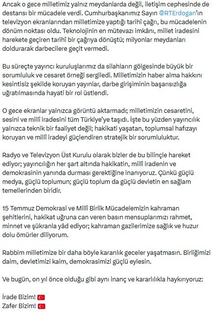 RTÜK Başkanı Mehmet Daniş 15 Temmuz