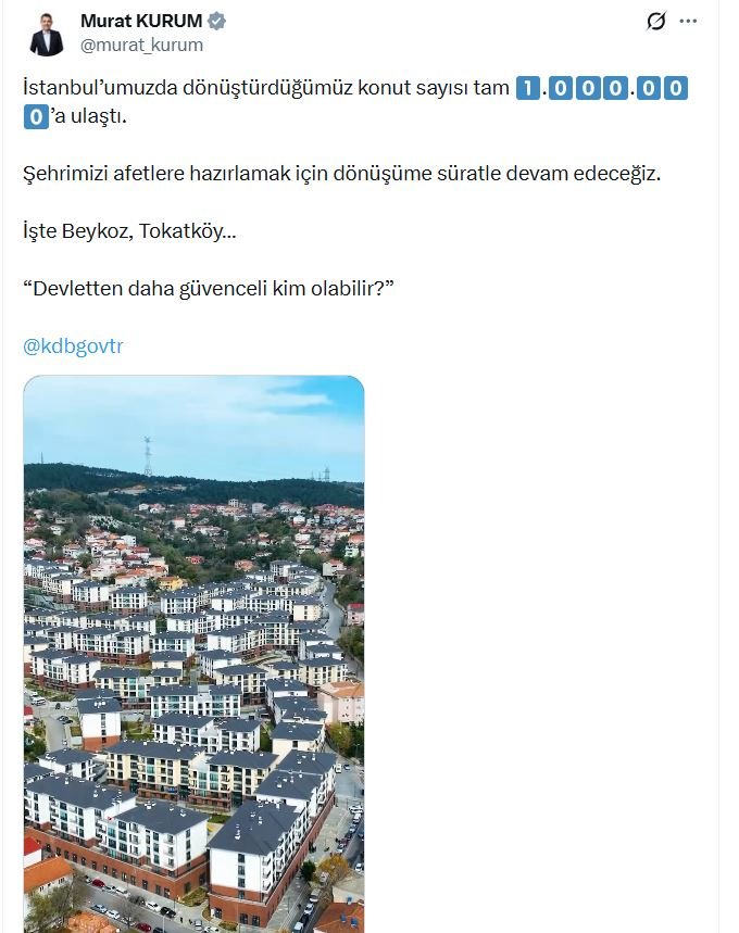 Bakan Kurum İstanbul kentsel dönüşüm