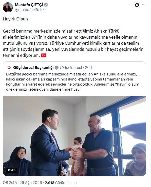 Ahıska Türkü ailelere T.C. kimlik kartları teslim edildi