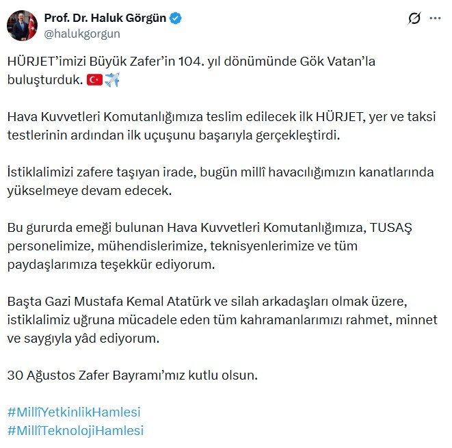 Haluk Görgün HÜRJET uçuş görüntüleri