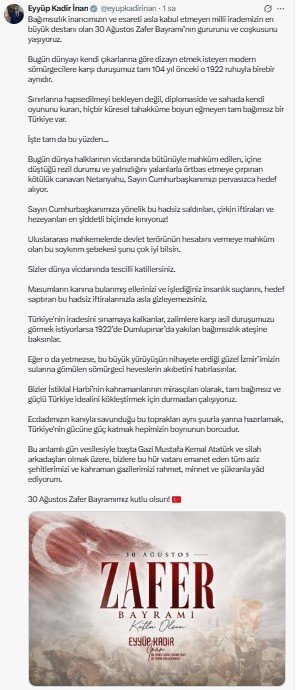 AK Parti'li İnan'dan Netanyahu'ya sert tepki