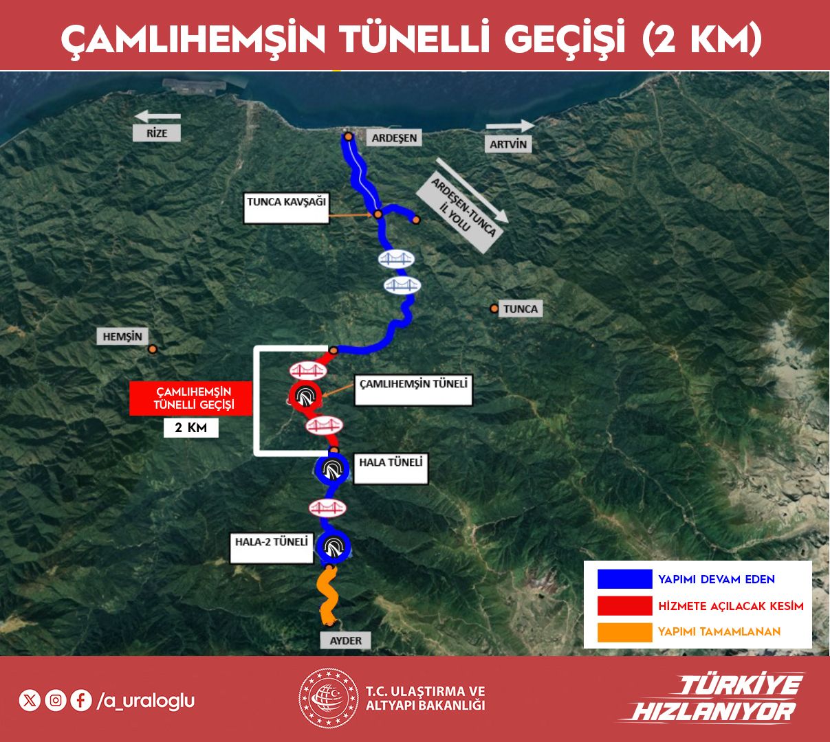 Bakan Uraloğlu Çamlıhemşin Tüneli açıklaması