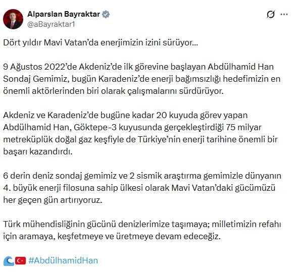 Abdülhamid Han Sondaj Gemisi Görevde