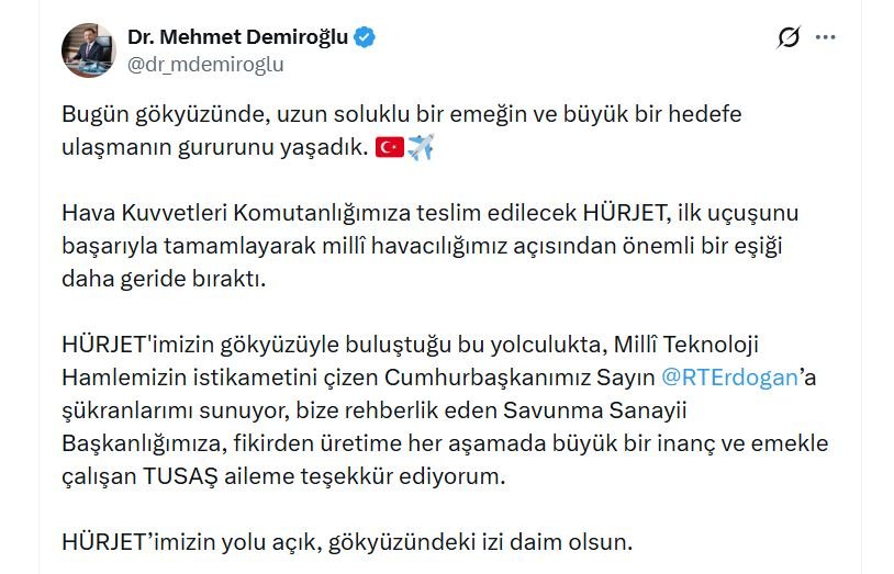 HÜRJET Zafer Bayramı uçuşu