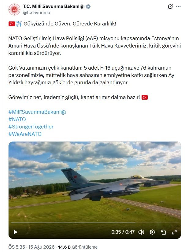 Milli Savunma Bakanlığı NATO Estonya F-16