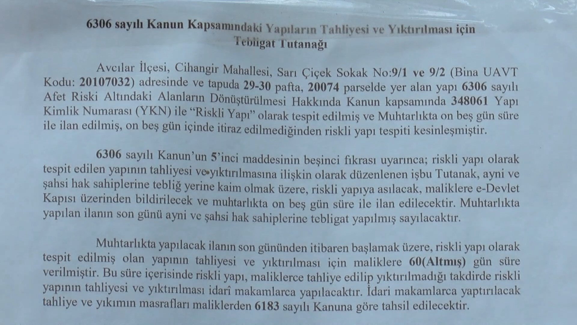 Avcılar kentsel dönüşüm yangın kundaklama