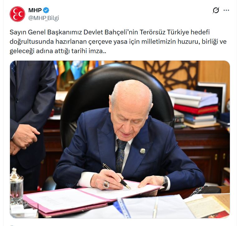 Devlet Bahçeli çerçeve yasa imzası