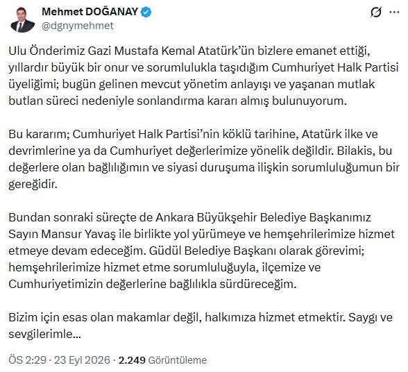 Ankara ilçe belediye başkanları CHP istifa açıklaması
