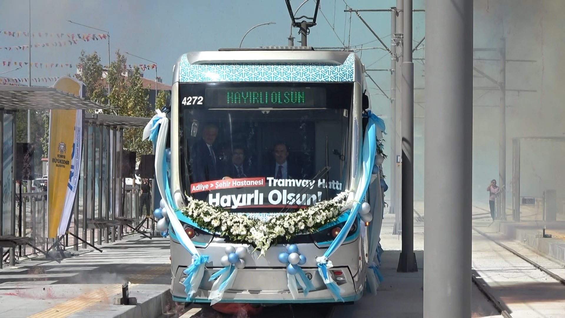 Uğur İbrahim Altay tramvay açılışında konuşuyor