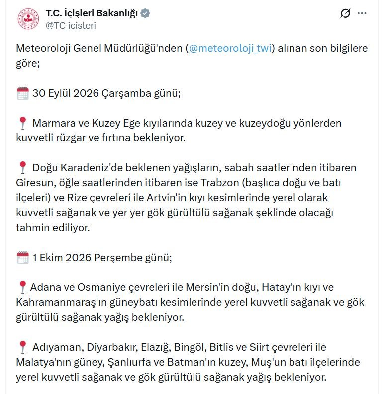Meteoroloji uyarı haritası