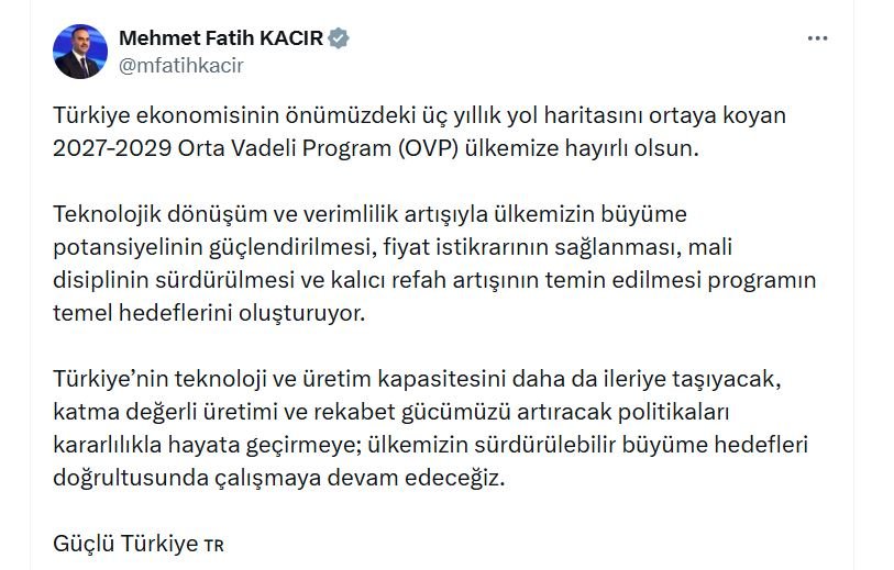 Bakan Mehmet Fatih Kacır OVP değerlendirmesi