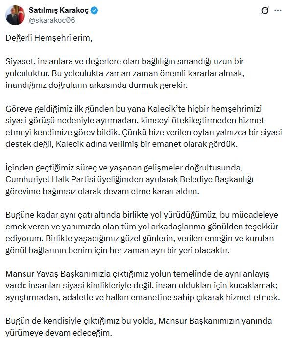 CHP istifa Mansur Yavaş